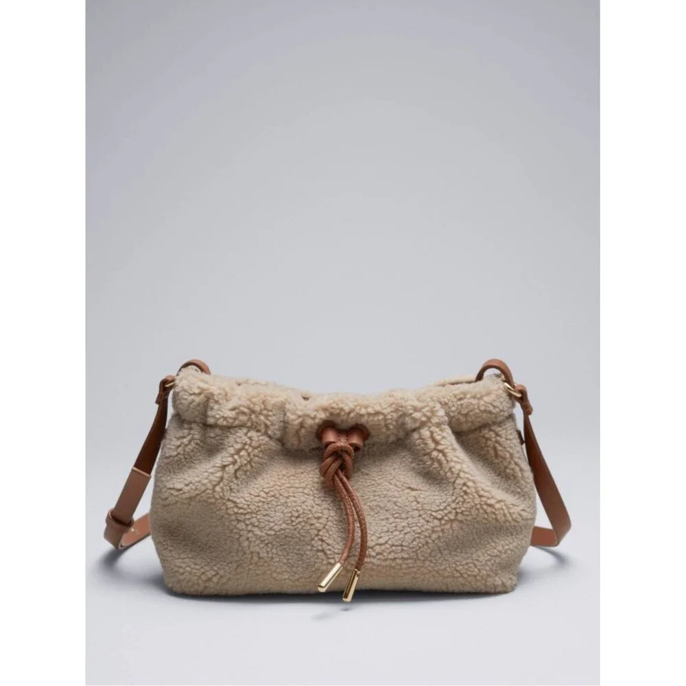 & other stories FLEECE BAG WITH LEATHER TRIM